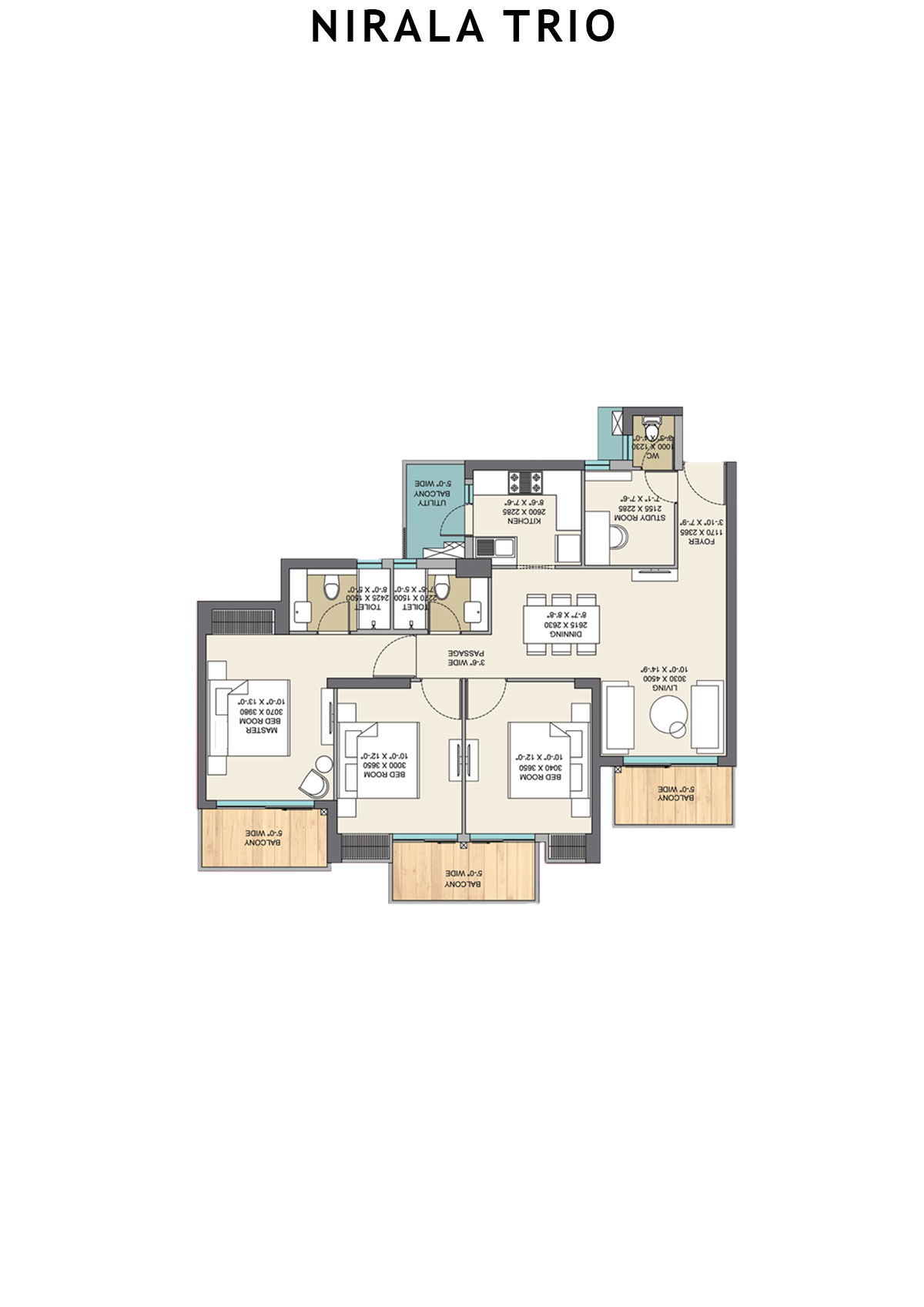 Nirala Trio Tower T3 Unit 5 (Type B) Floor Plan