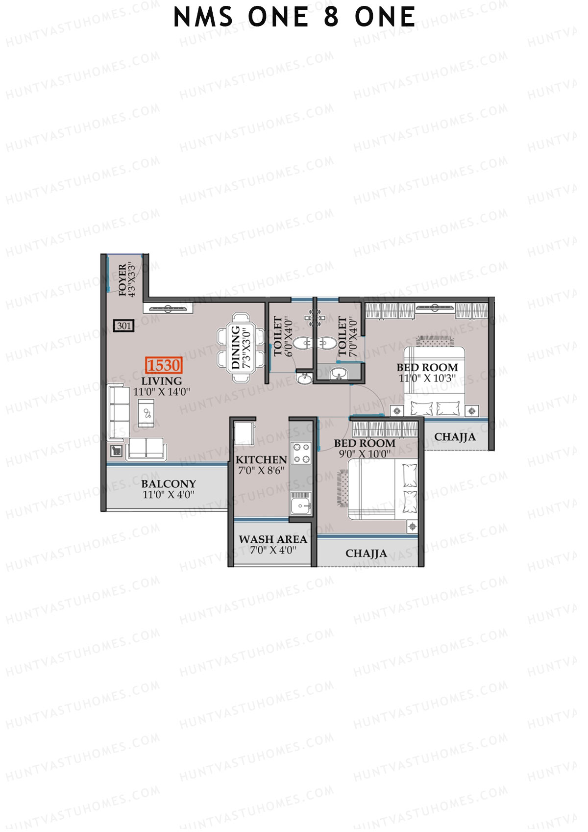 NMS One 8 One Wing A Unit 1 Floor Plan