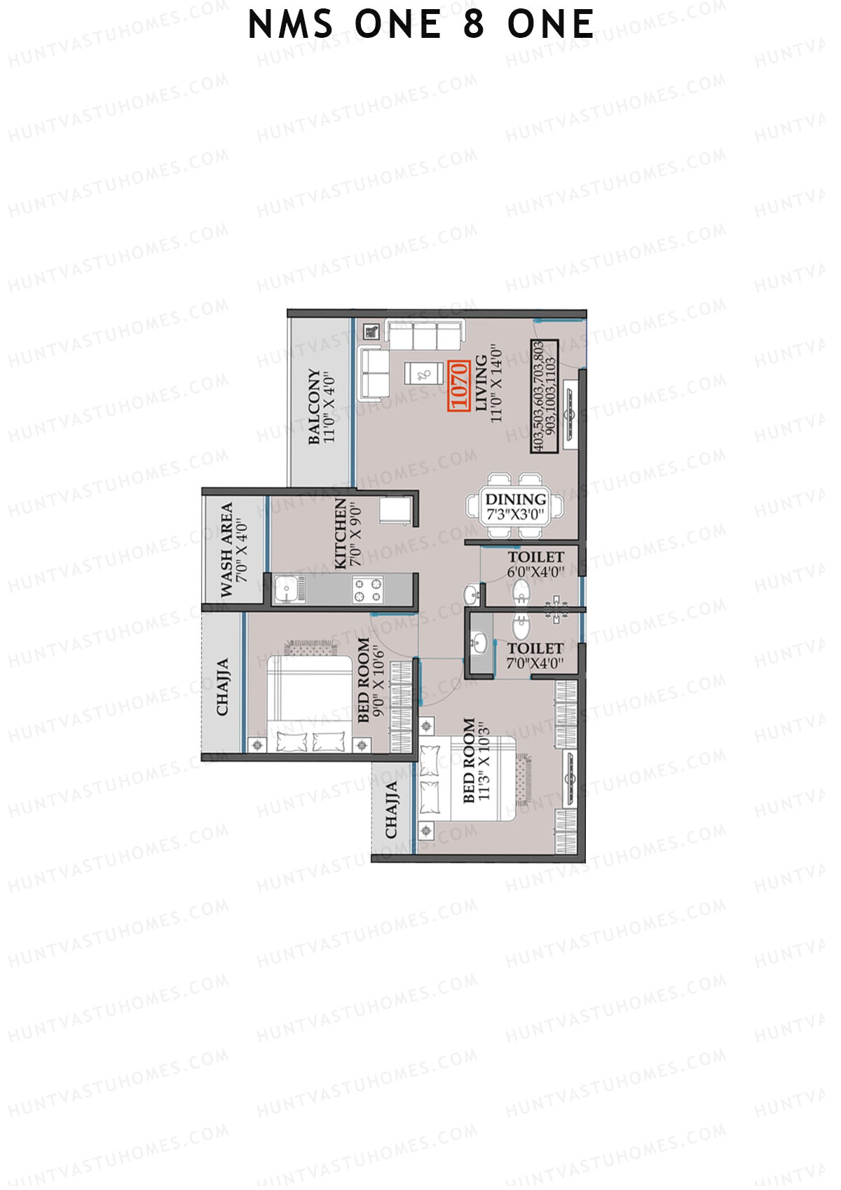 NMS One 8 One Wing A Unit 3 Floor Plan