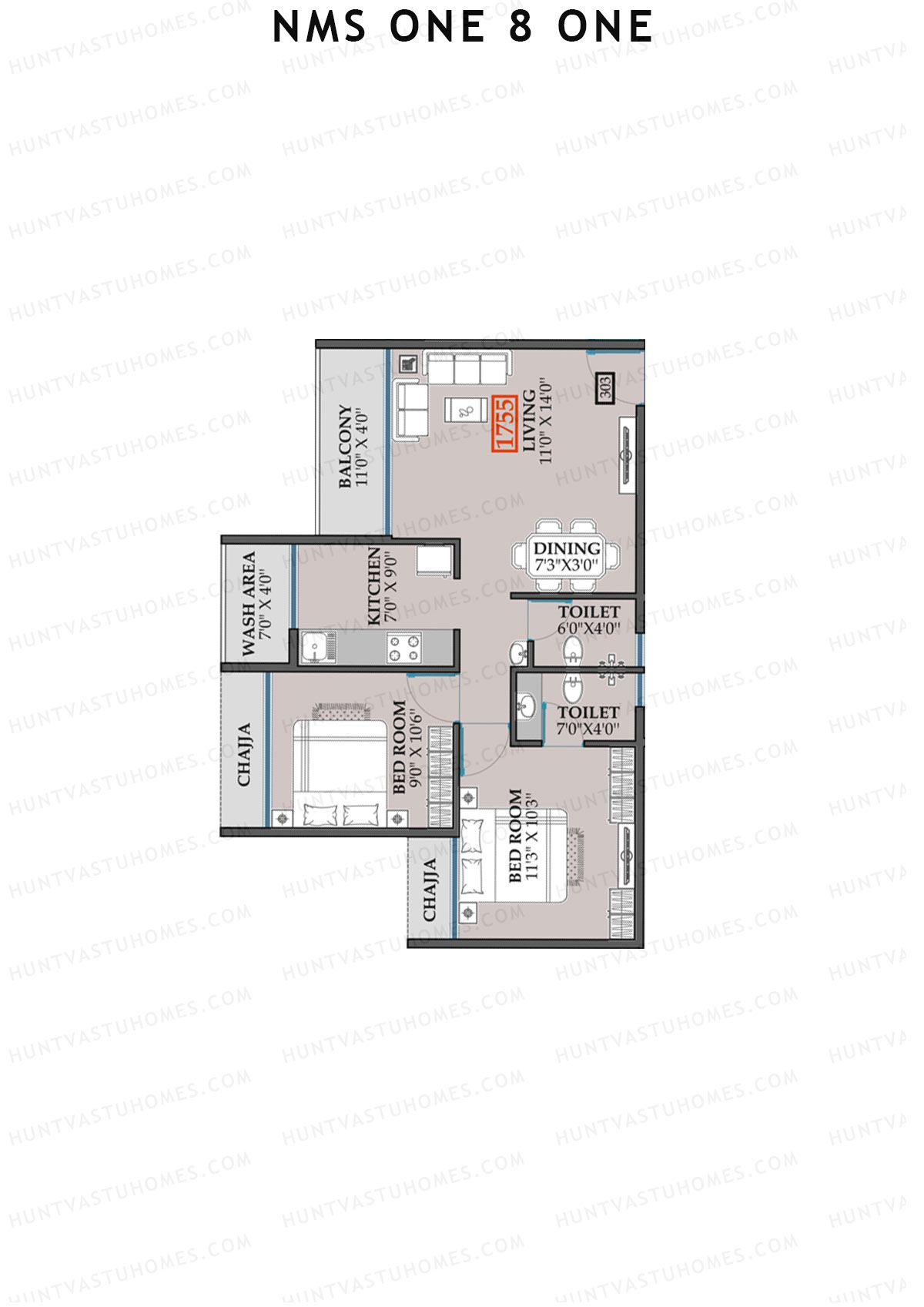 NMS One 8 One Wing A Unit 3 Floor Plan