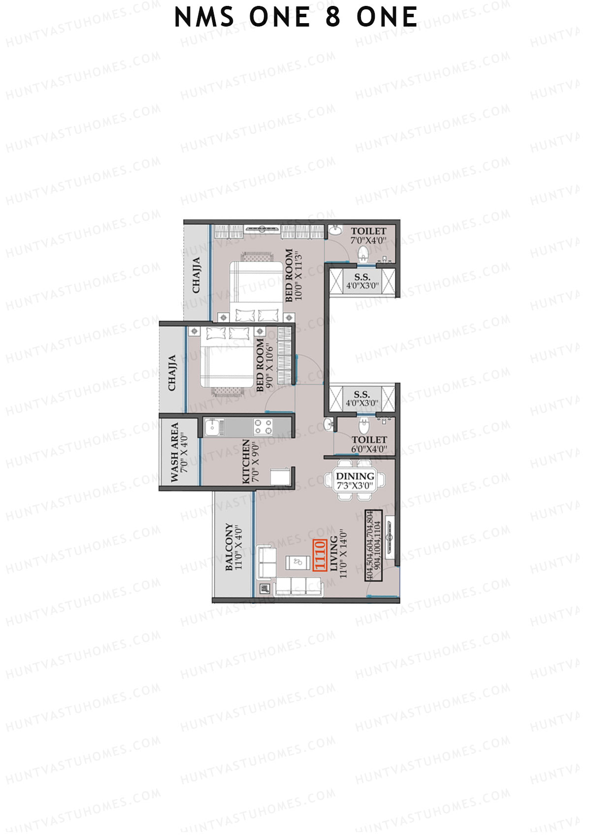 NMS One 8 One Wing A Unit 4 Floor Plan
