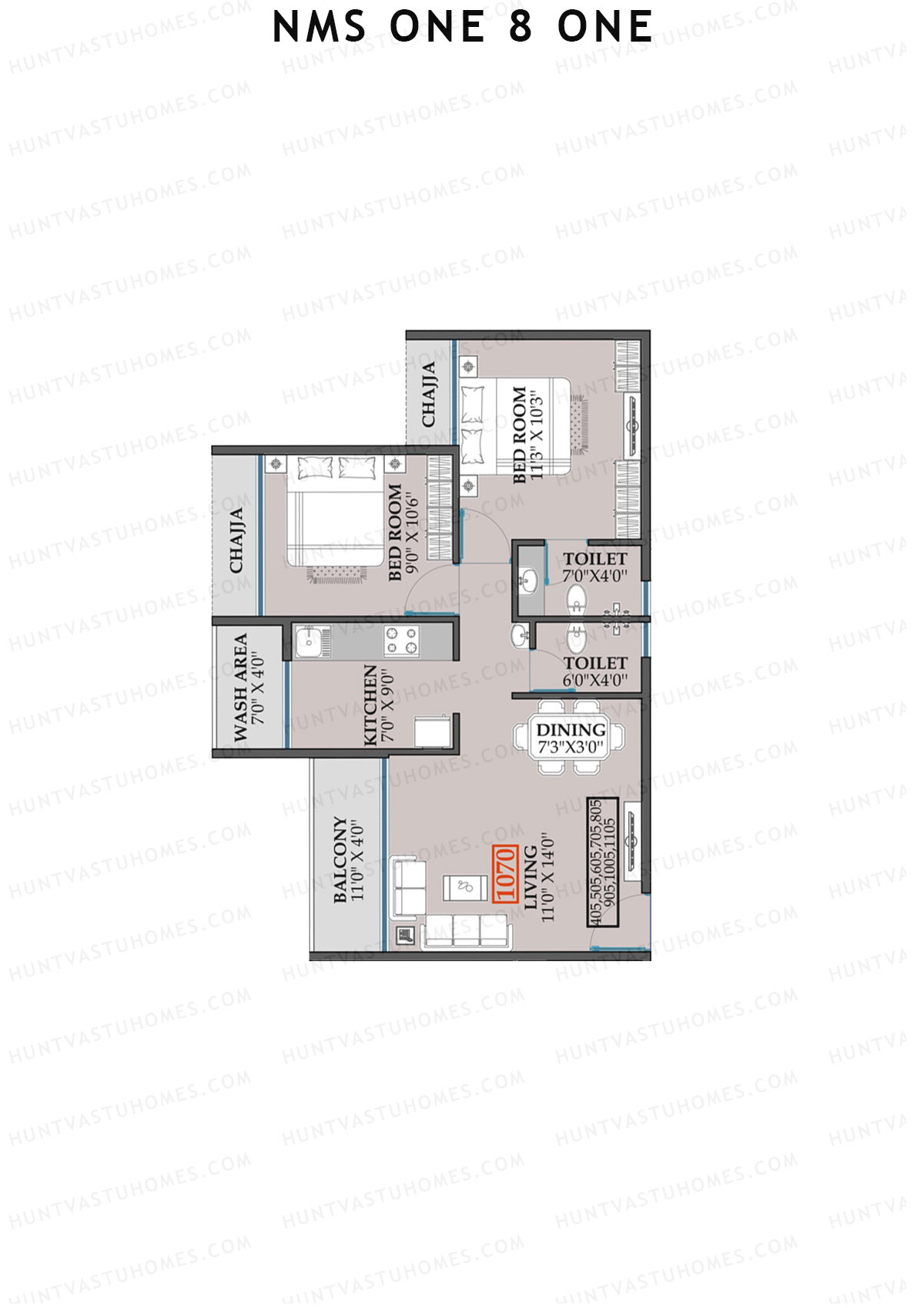 NMS One 8 One Wing A Unit 5 Floor Plan