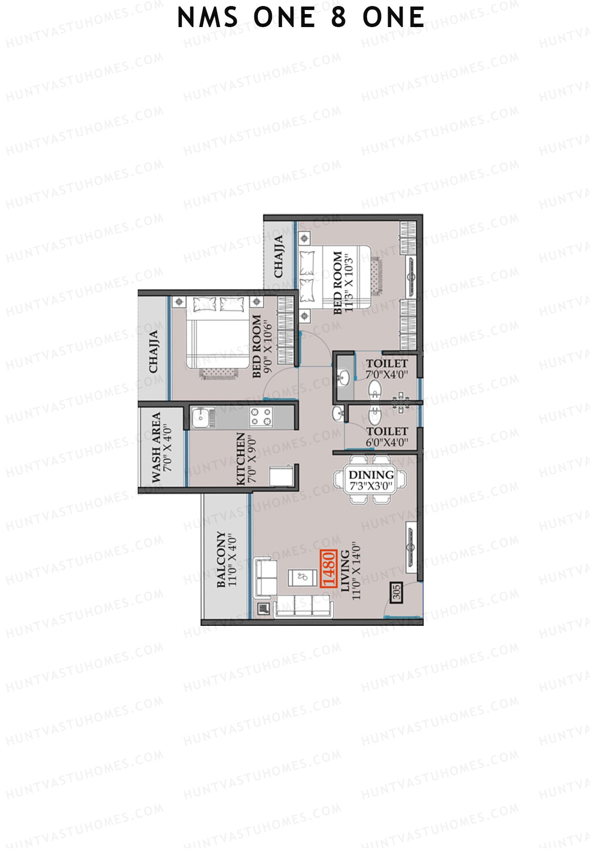 NMS One 8 One Wing A Unit 5 Floor Plan
