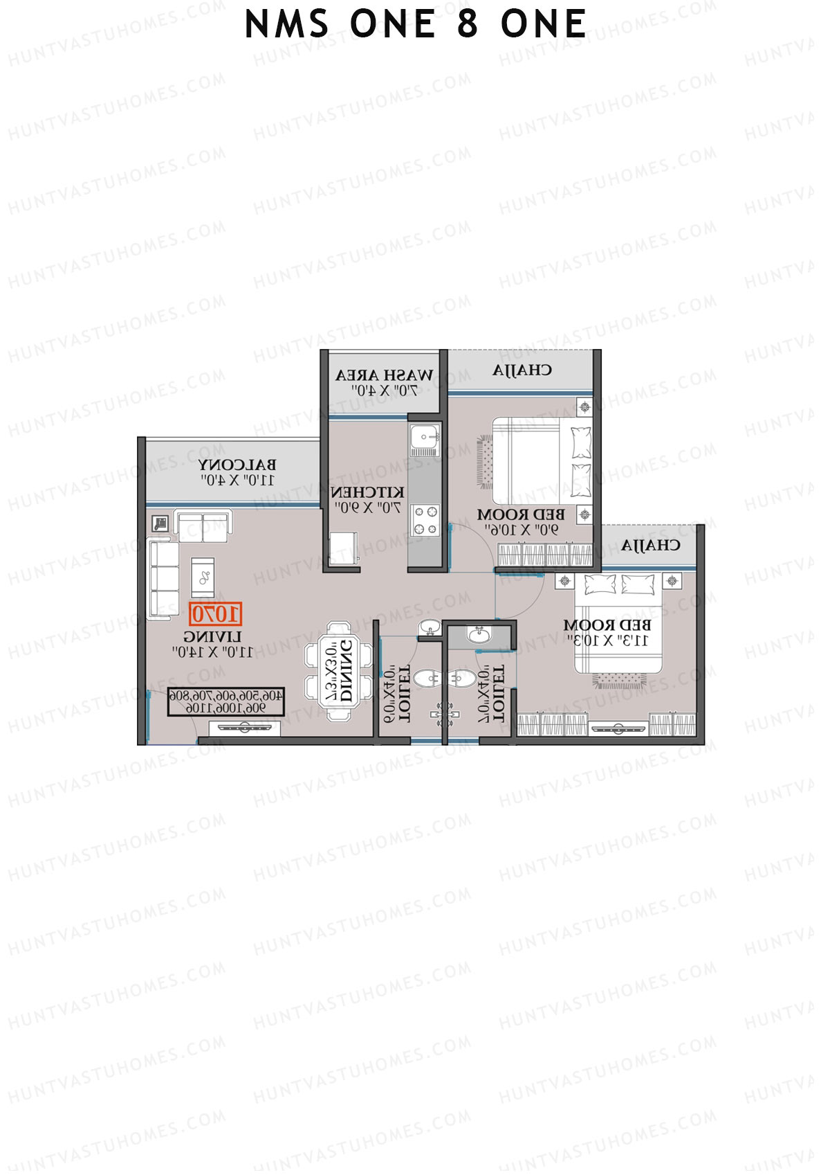 NMS One 8 One Wing B Unit 1 Floor Plan