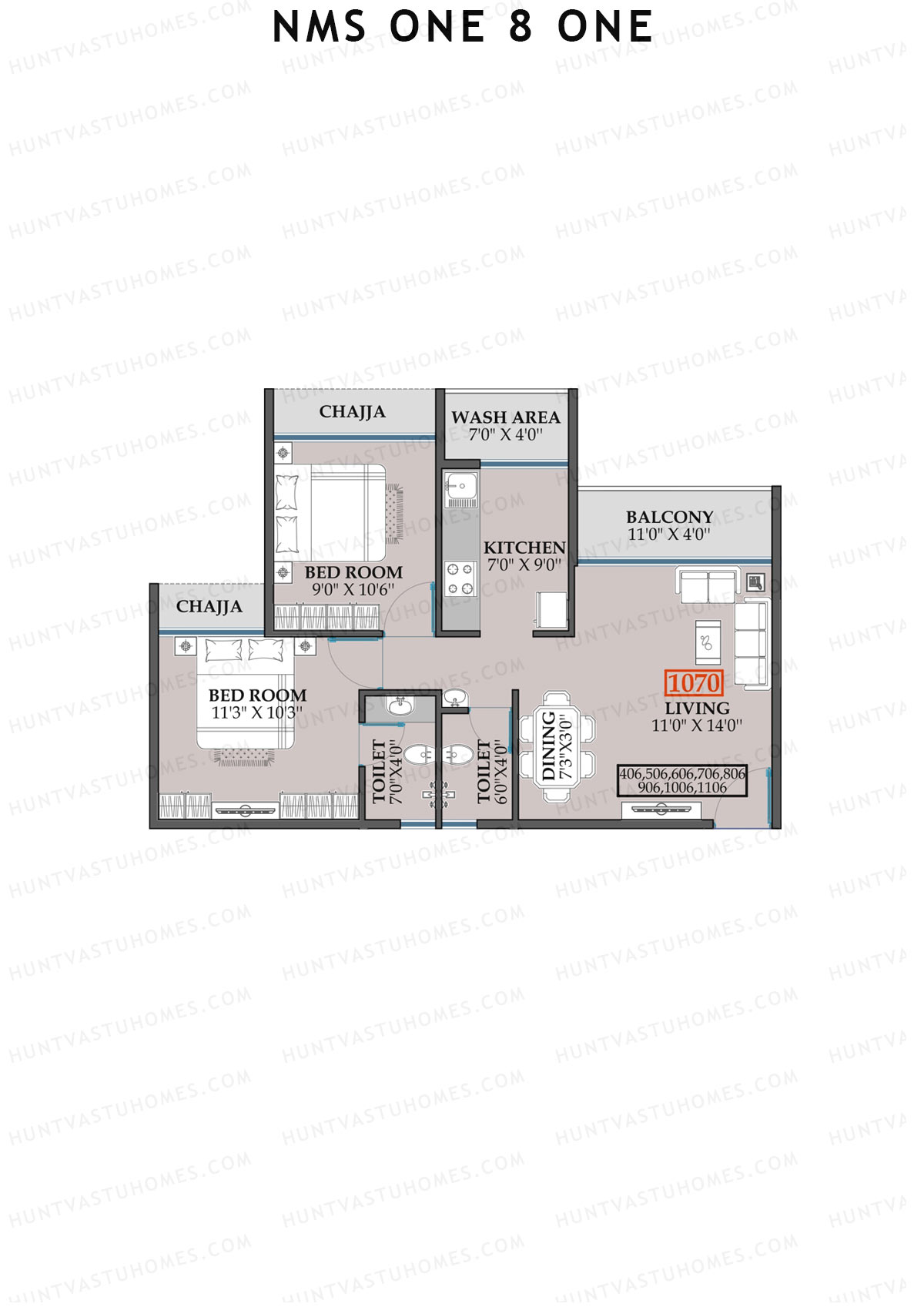 NMS One 8 One Wing B Unit 6 Floor Plan