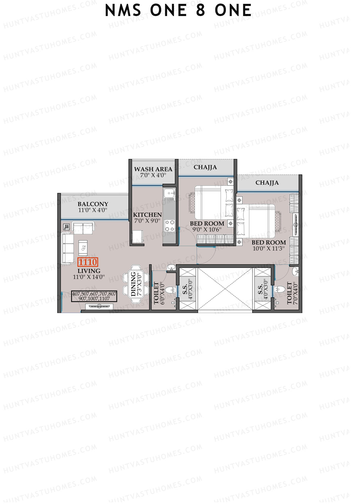 NMS One 8 One Wing B Unit 7 Floor Plan