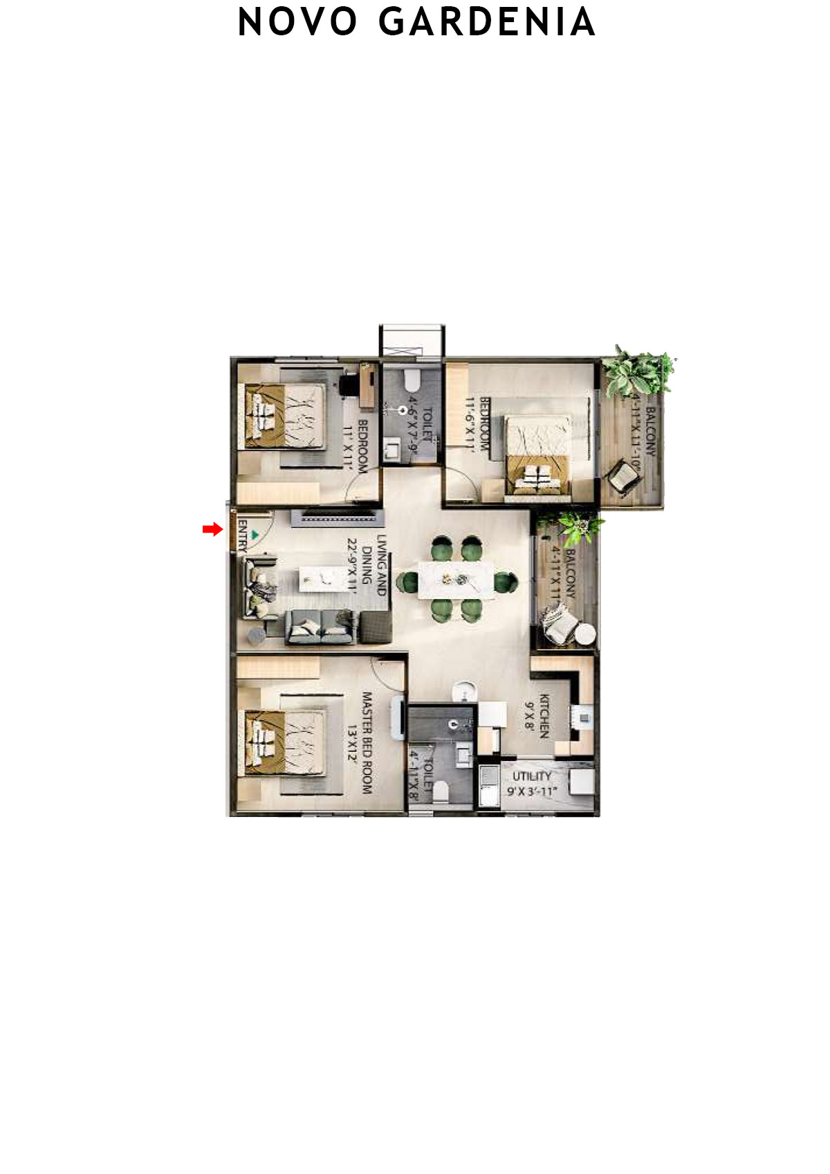 Novo Gardenia Tower A Unit A1 Floor Plan