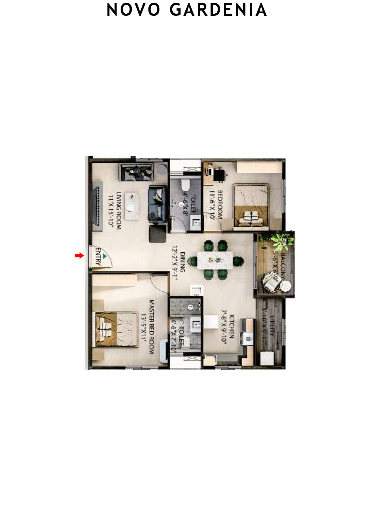 Novo Gardenia Tower A Unit A3 Floor Plan