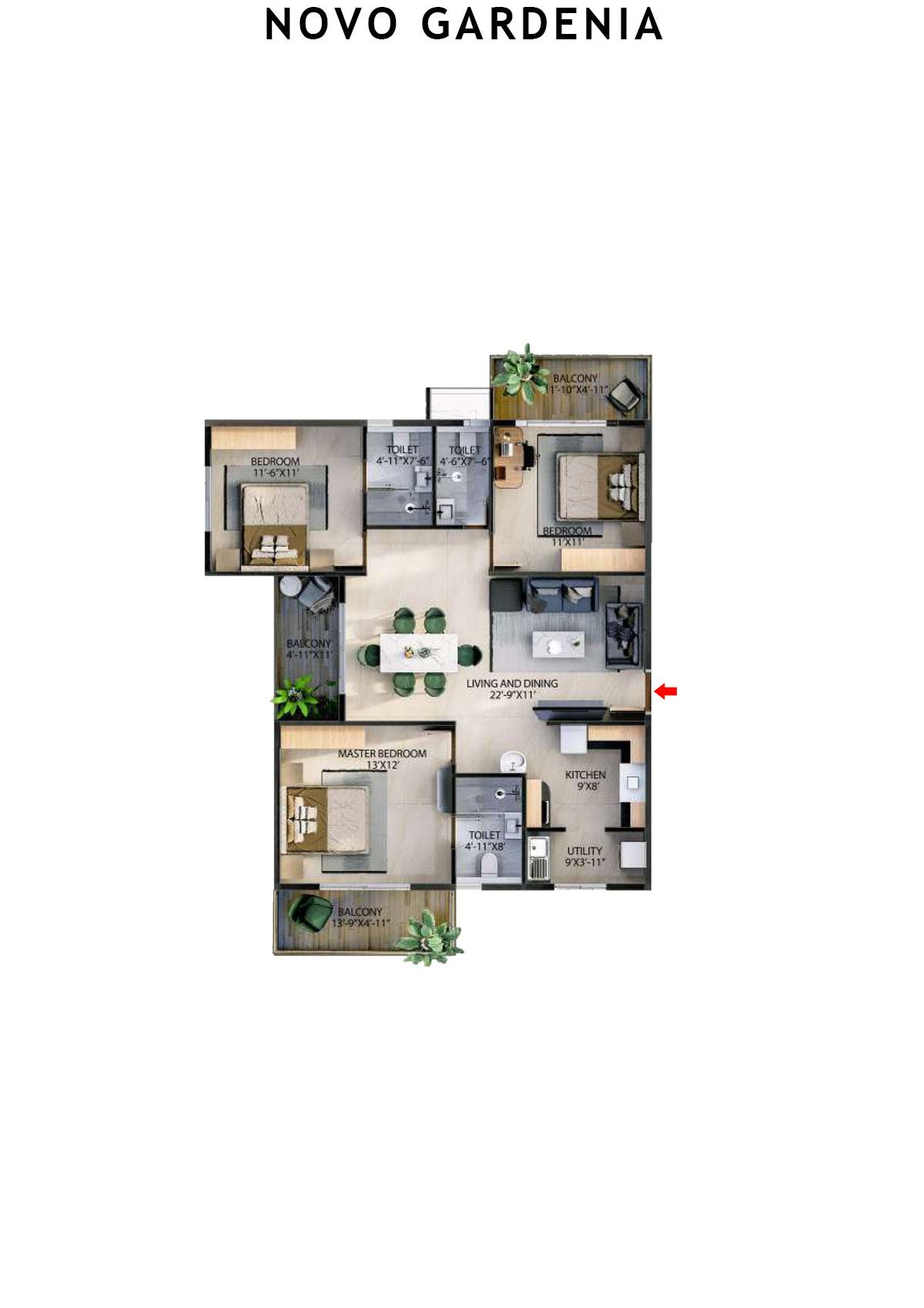 Novo Gardenia Tower B Unit B1 Floor Plan