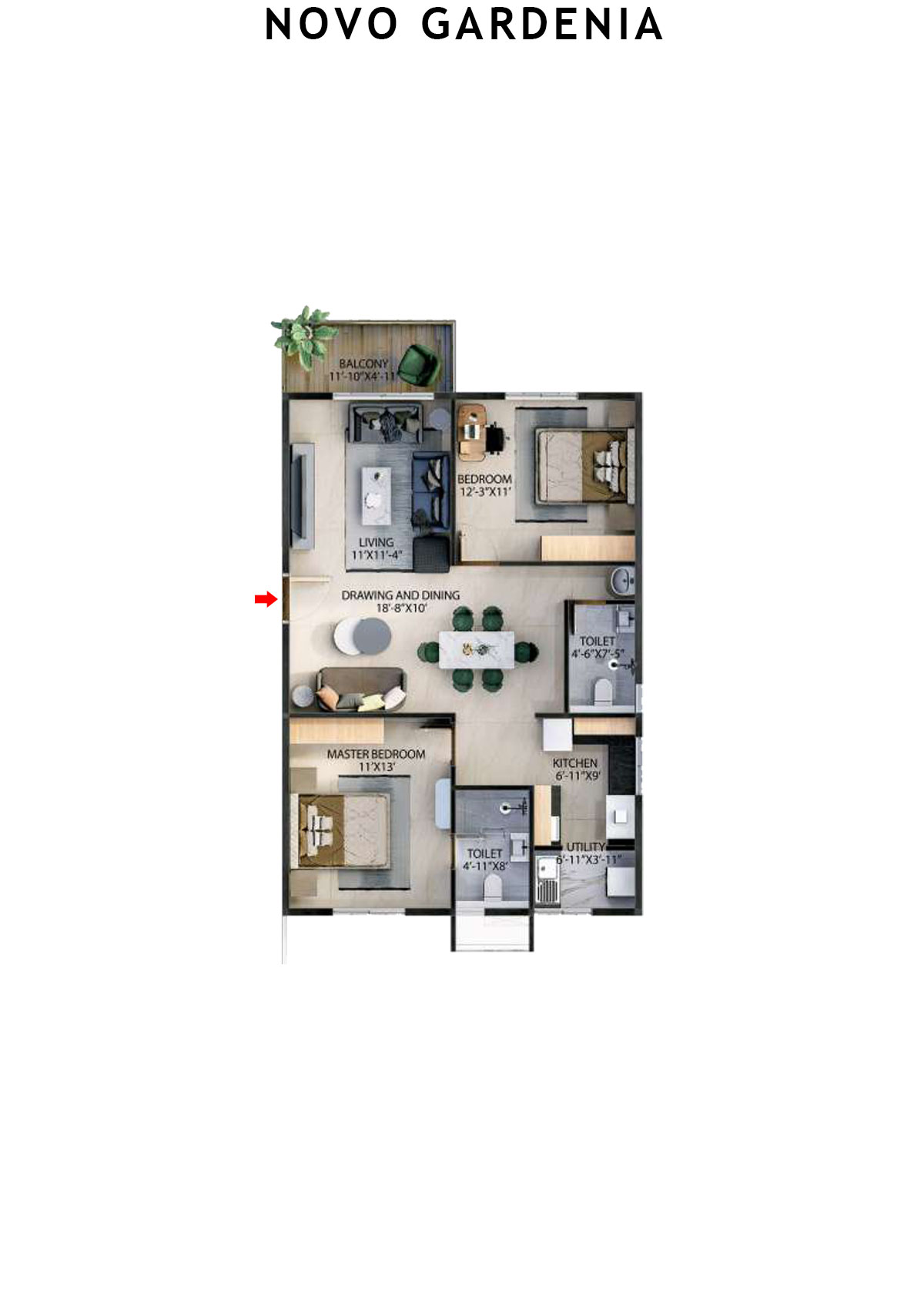 Novo Gardenia Tower B Unit B4 Floor Plan