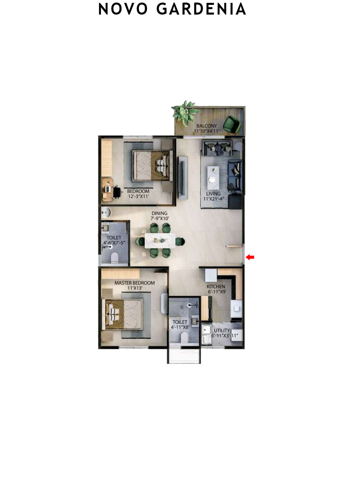 Novo Gardenia Tower B Unit B5 Floor Plan