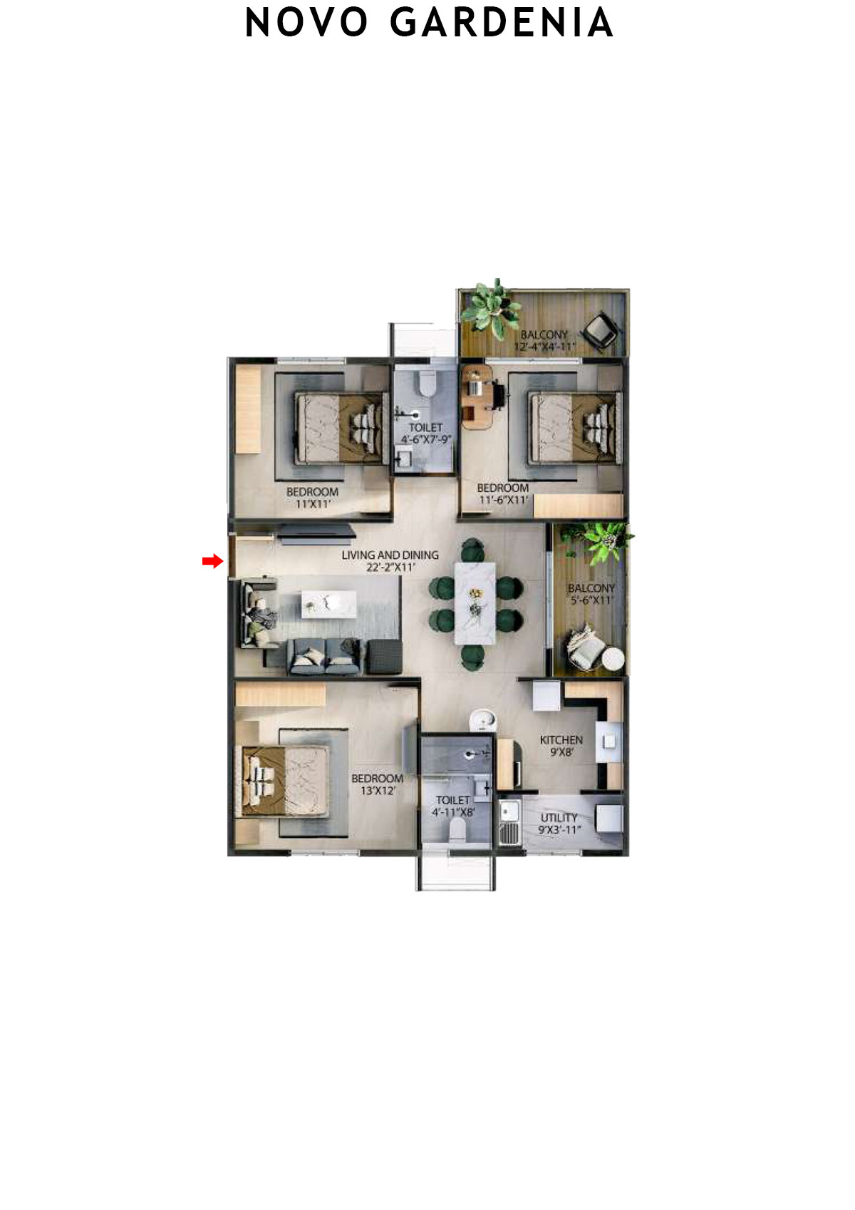 Novo Gardenia Tower B Unit B6 Floor Plan
