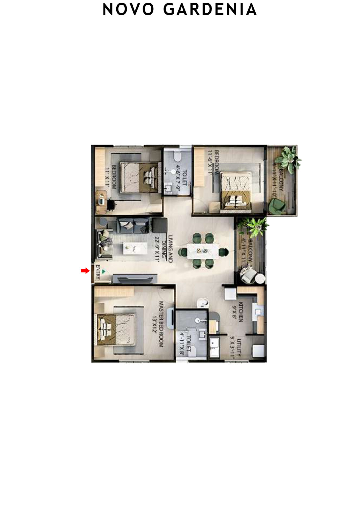 Novo Gardenia Tower C Unit C1 Floor Plan