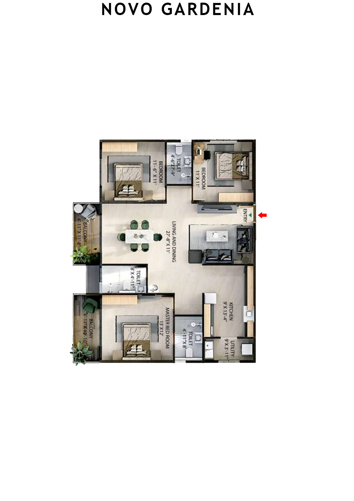Novo Gardenia Tower C Unit C3 Floor Plan