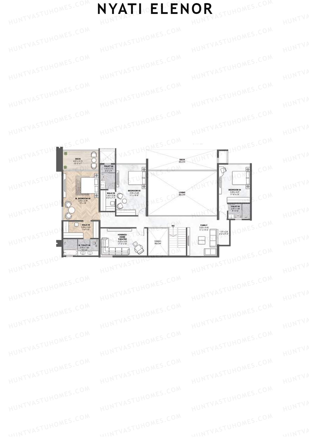 Nyati Elenor, Tower A, Unit 1 (Type DU), 6BHK, Carpet Area 3994   sq ft 