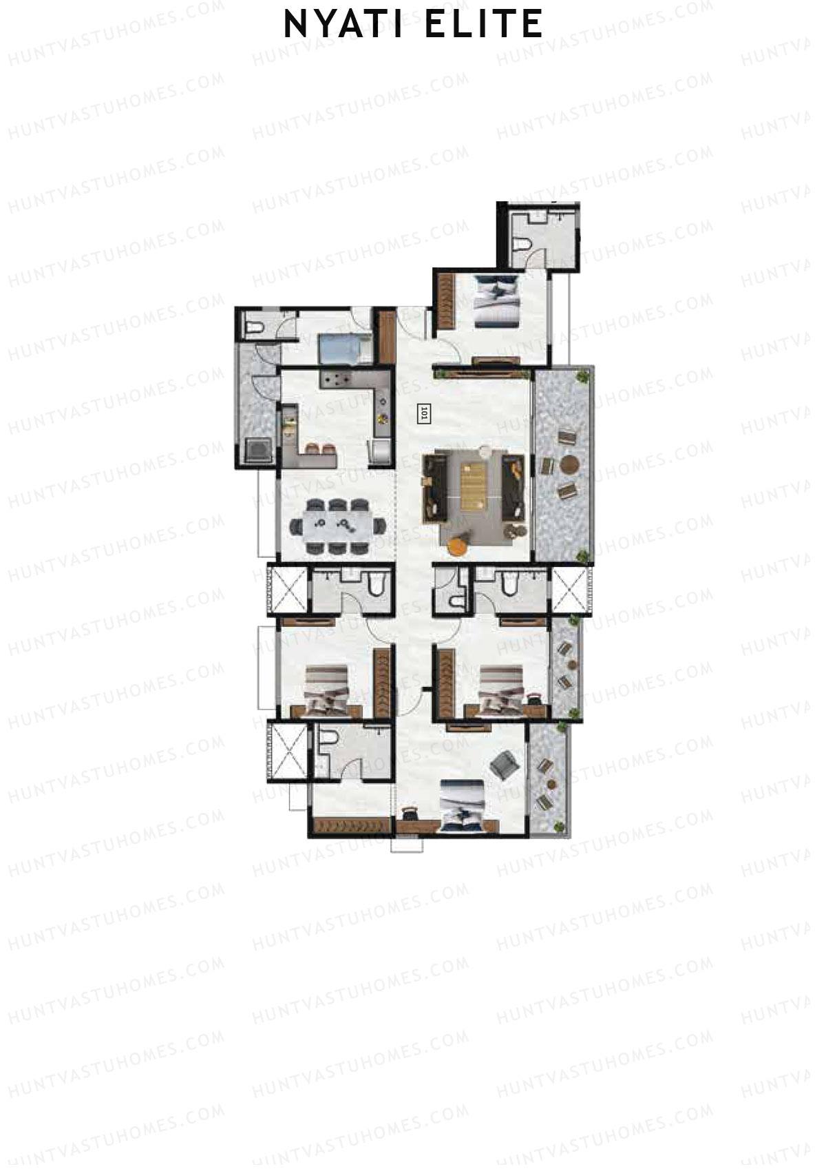 Nyati Elite Wing B Unit 1 Floor Plan