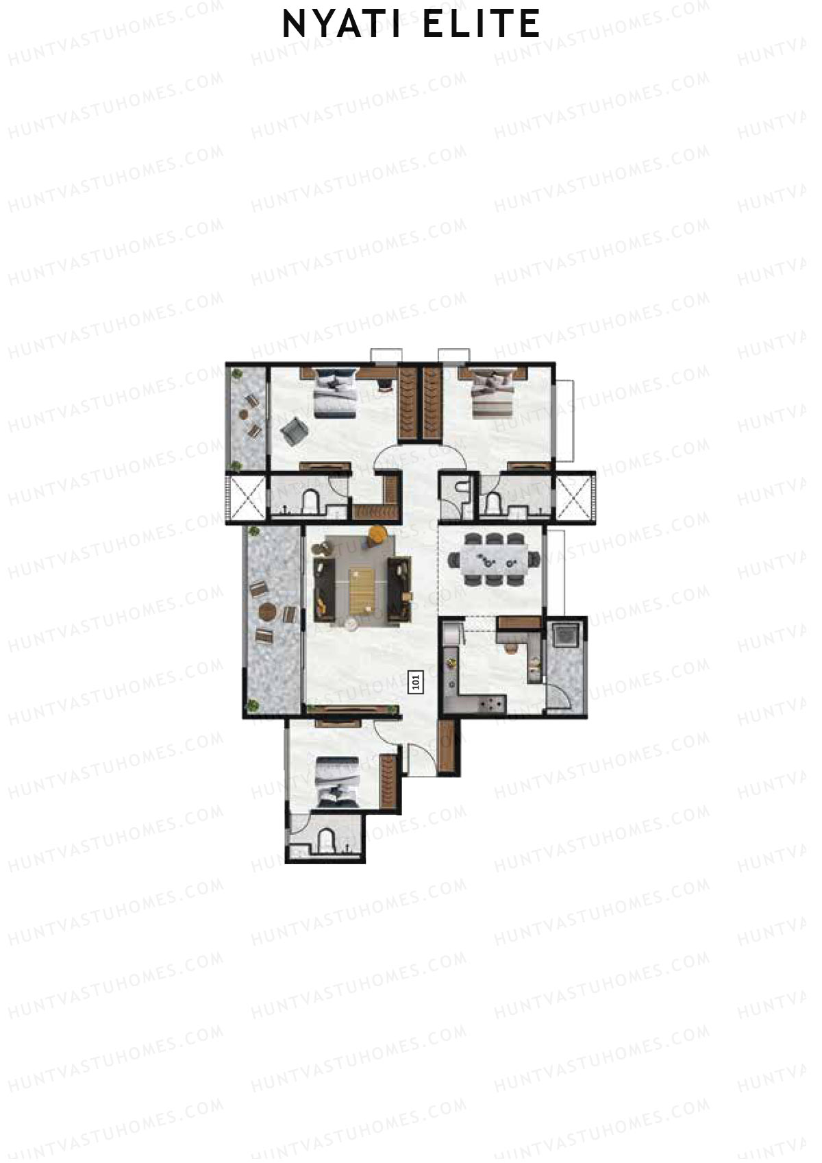 Nyati Elite Wing E Unit 1 Floor Plan