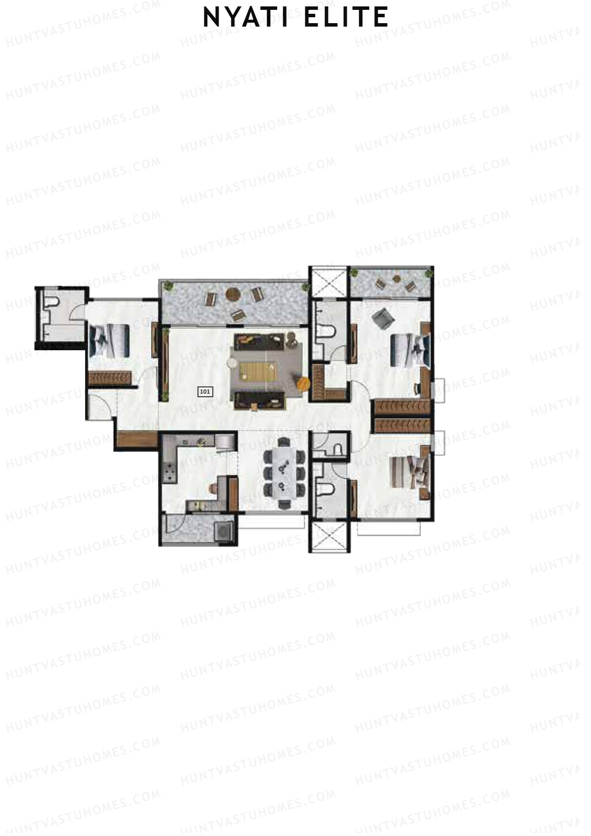 Nyati Elite Wing F Unit 1 Floor Plan