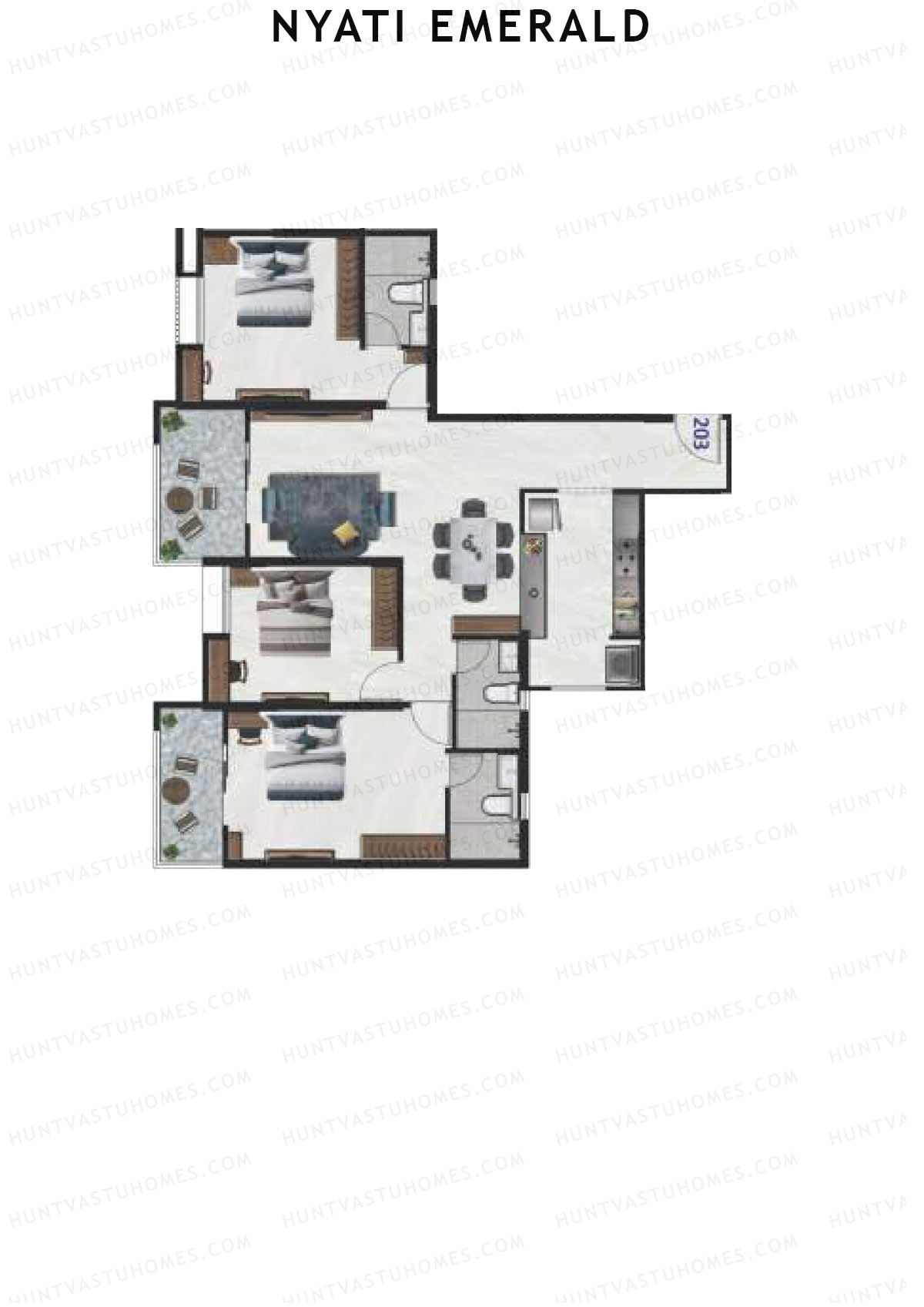 Nyati Emerald Wing A1 Unit 3 Floor Plan