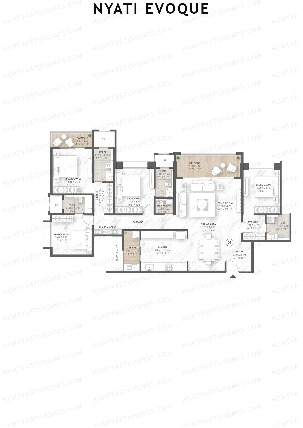 Nyati Evoque Tower A1 Unit 1 Floor Plan