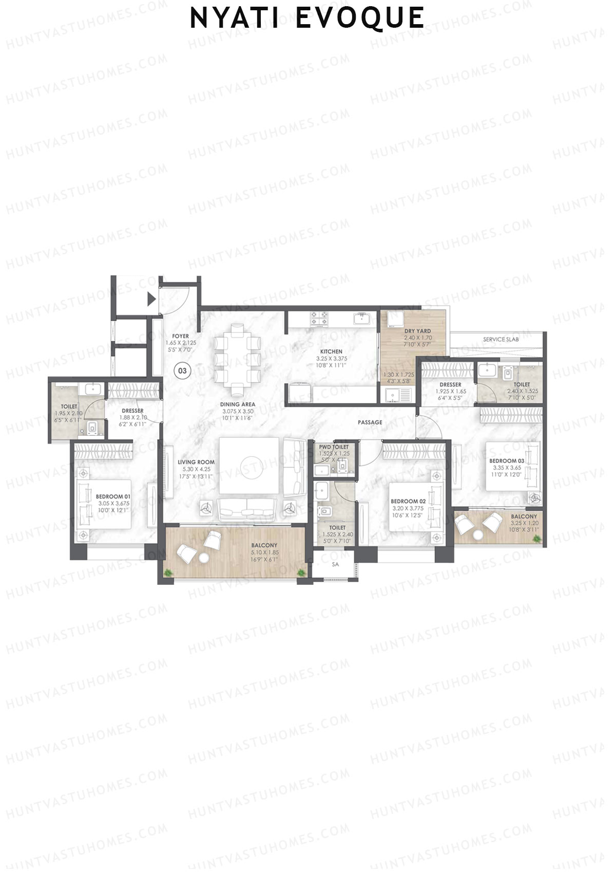 Nyati Evoque Tower A1 Unit 3 Floor Plan