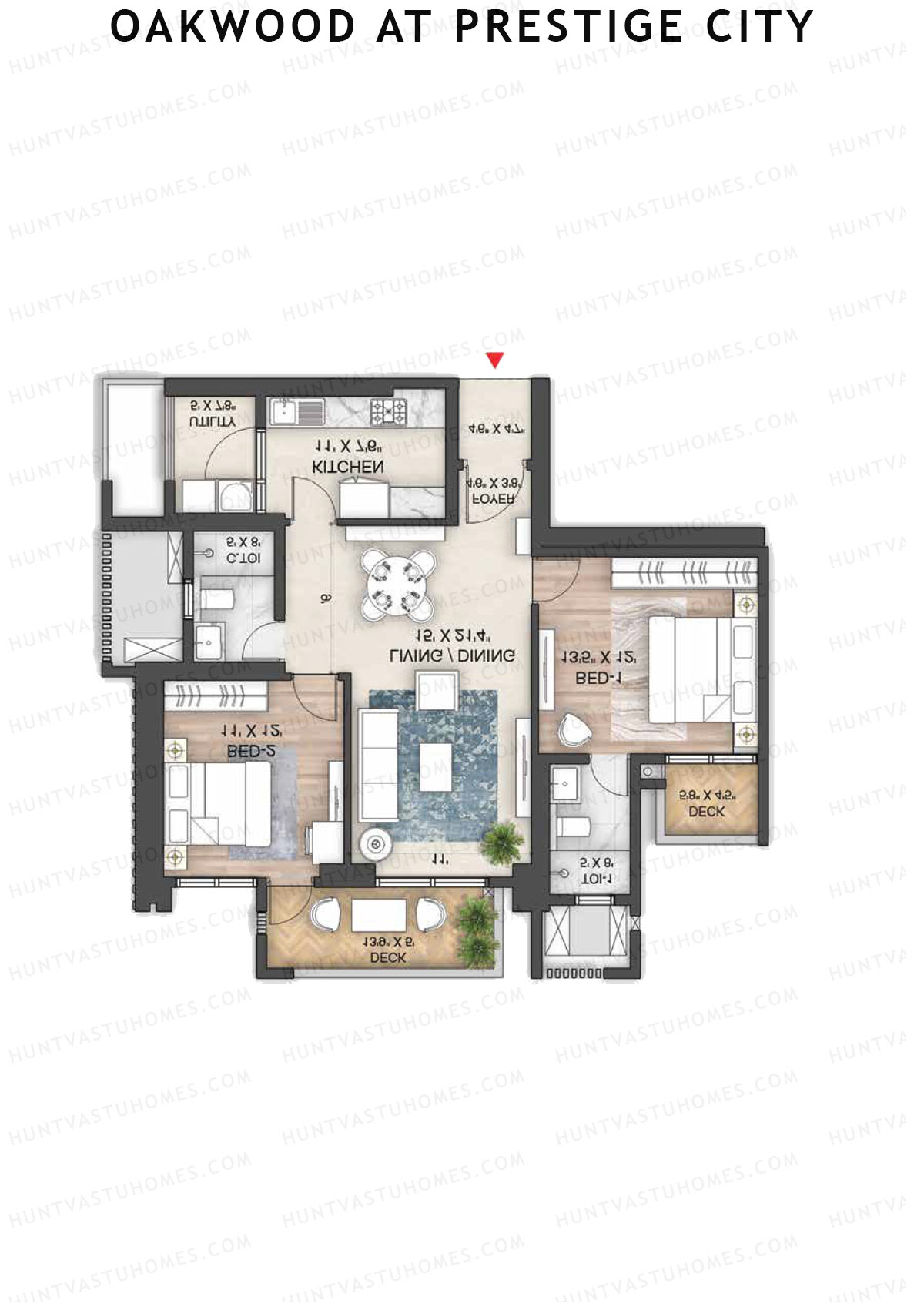Oakwood At Prestige City Tower B1 Unit 1 Floor Plan
