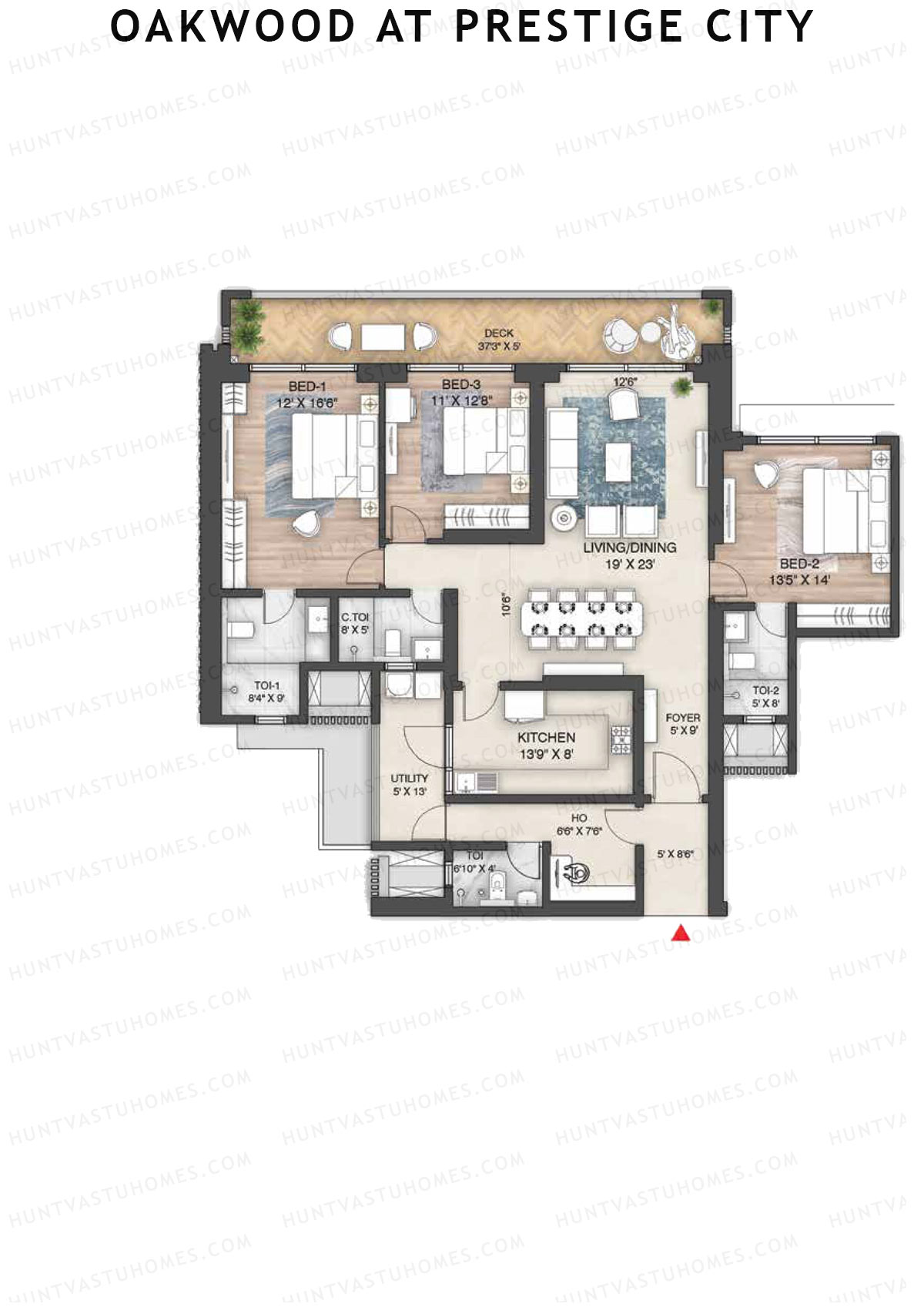 Oakwood At Prestige City Tower B1 Unit 2 Floor Plan
