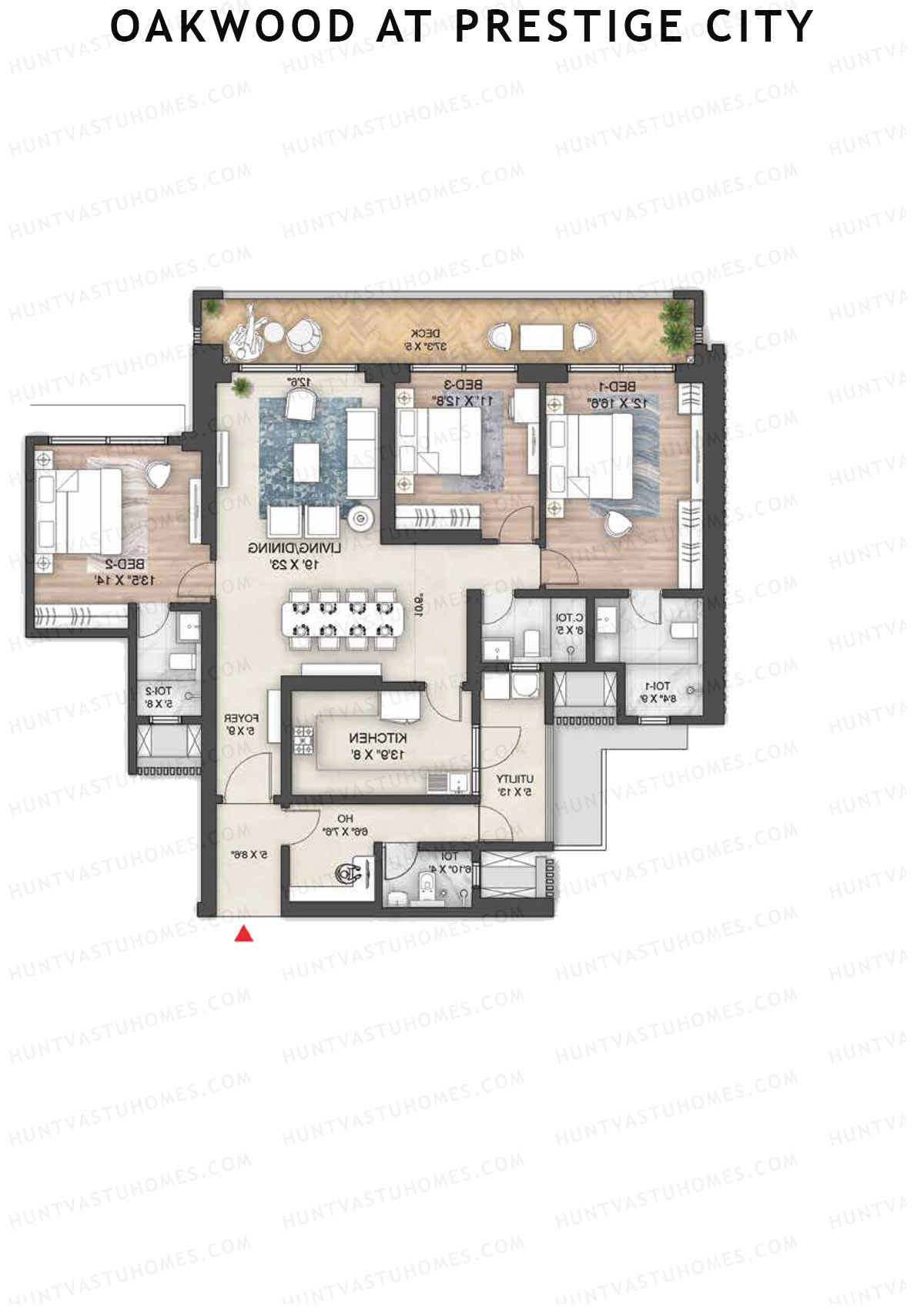 Oakwood At Prestige City Tower B1 Unit 3 Floor Plan