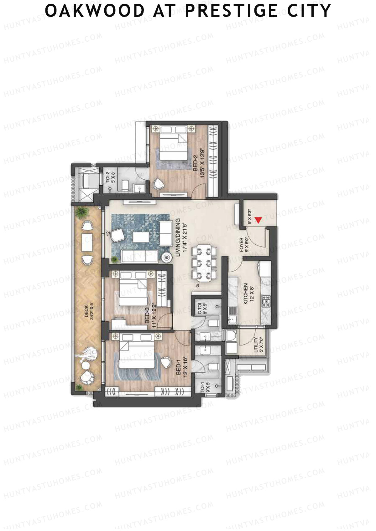 Oakwood At Prestige City Tower C1 Unit 4 Floor Plan