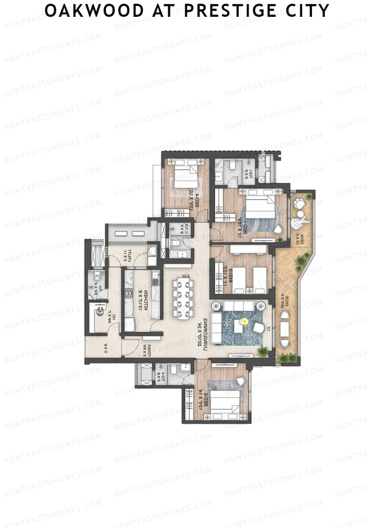 Oakwood At Prestige City Tower C2 Unit 2 Floor Plan
