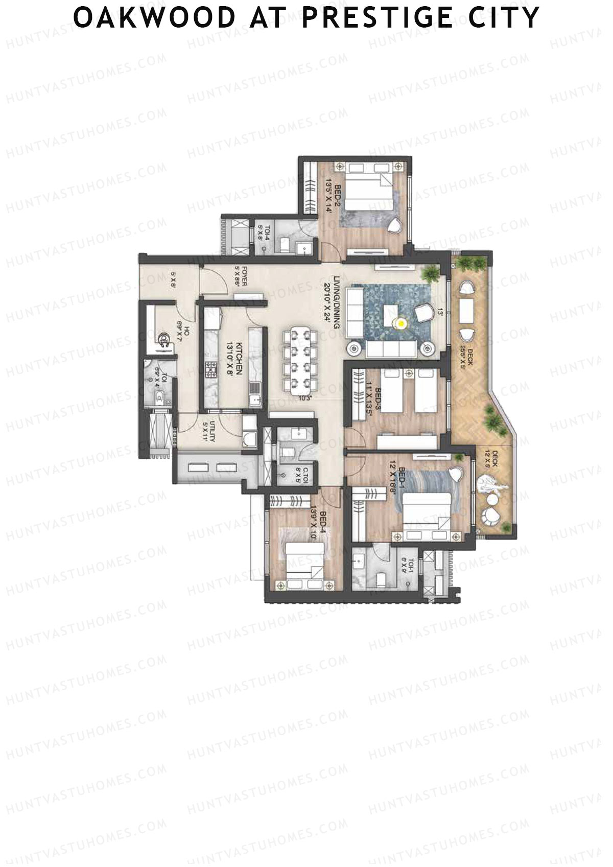 Oakwood At Prestige City Tower C3 Unit 3 Floor Plan