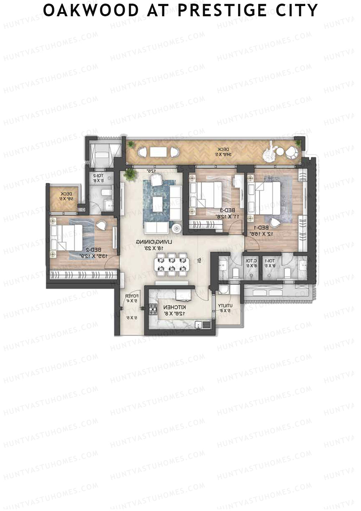 Oakwood At Prestige City Tower D1 Unit 1 Floor Plan