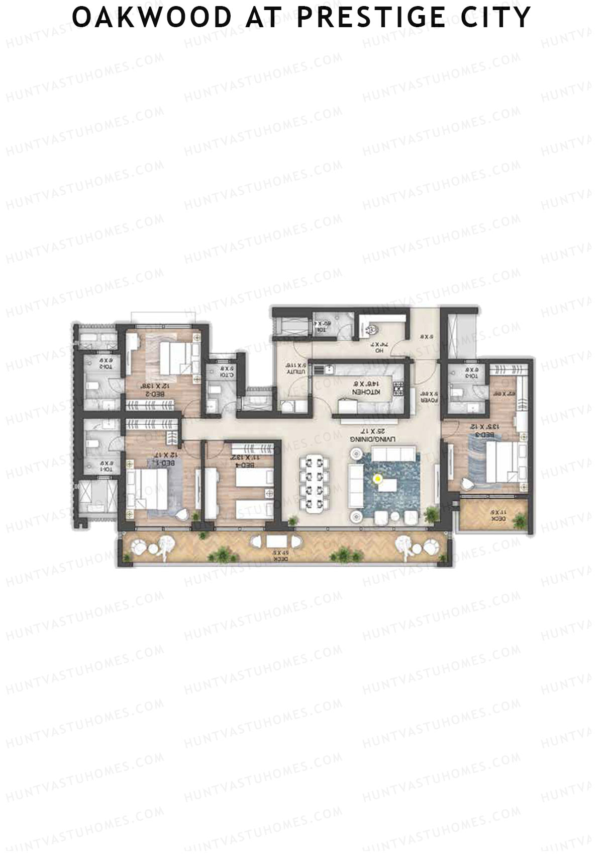 Oakwood At Prestige City Tower D1 Unit 3 Floor Plan