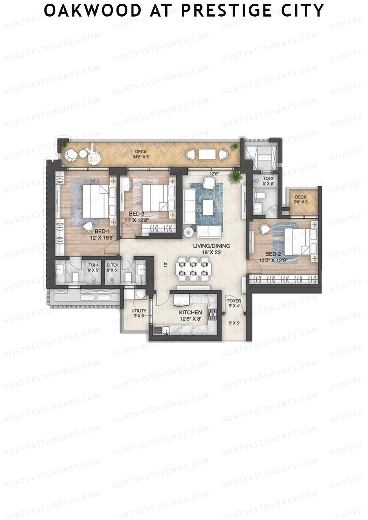 Oakwood At Prestige City Tower D1 Unit 4 Floor Plan