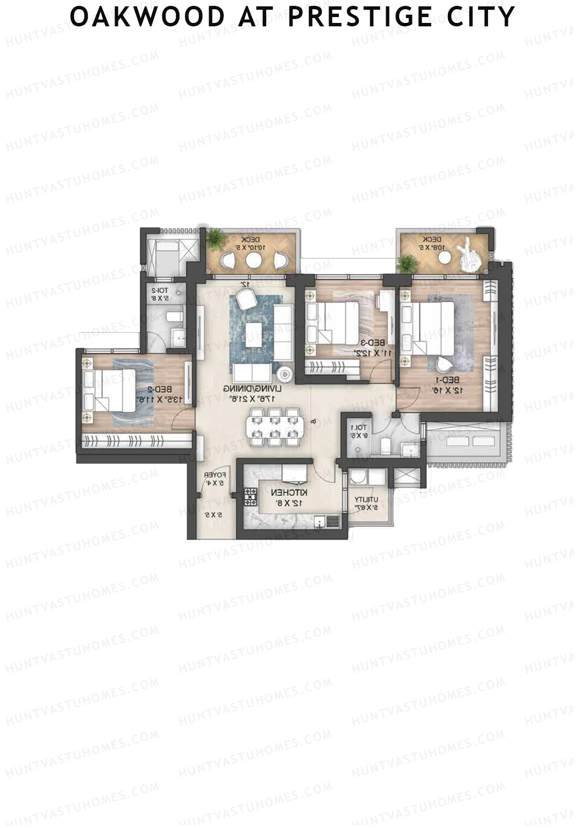Oakwood At Prestige City Tower D2 Unit 1 Floor Plan