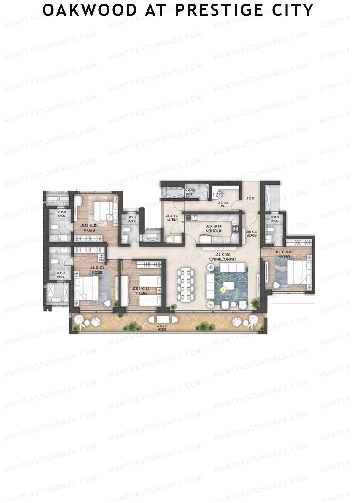 Oakwood At Prestige City Tower D2 Unit 3 Floor Plan