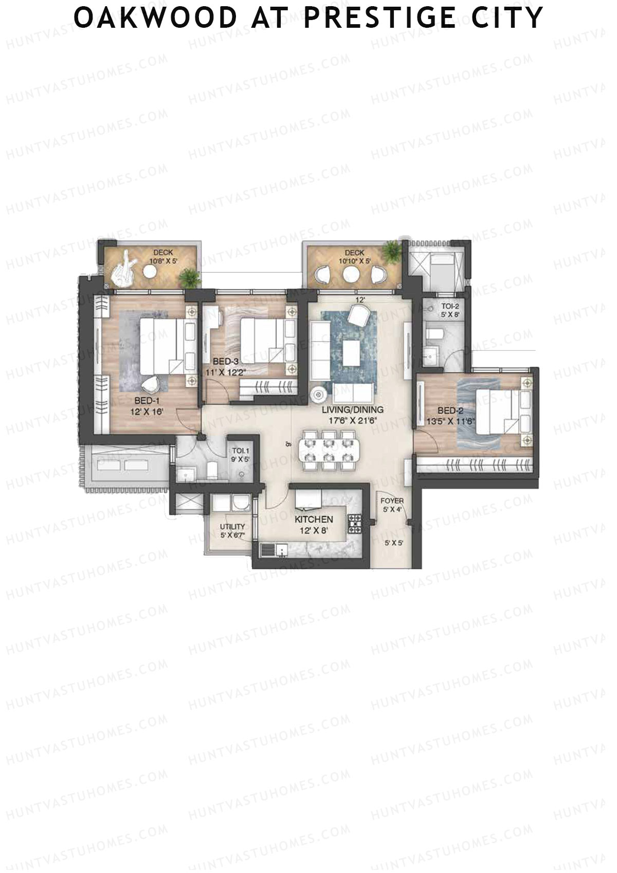 Oakwood At Prestige City Tower D2 Unit 4 Floor Plan