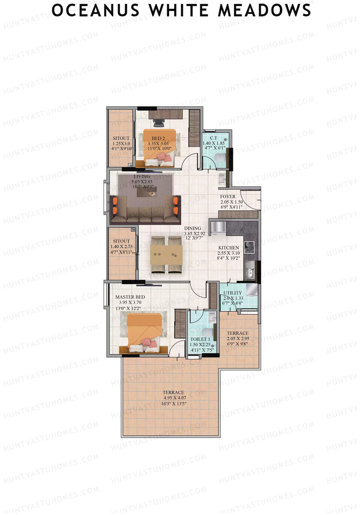 Oceanus White Meadows Block A Unit 1 Floor Plan