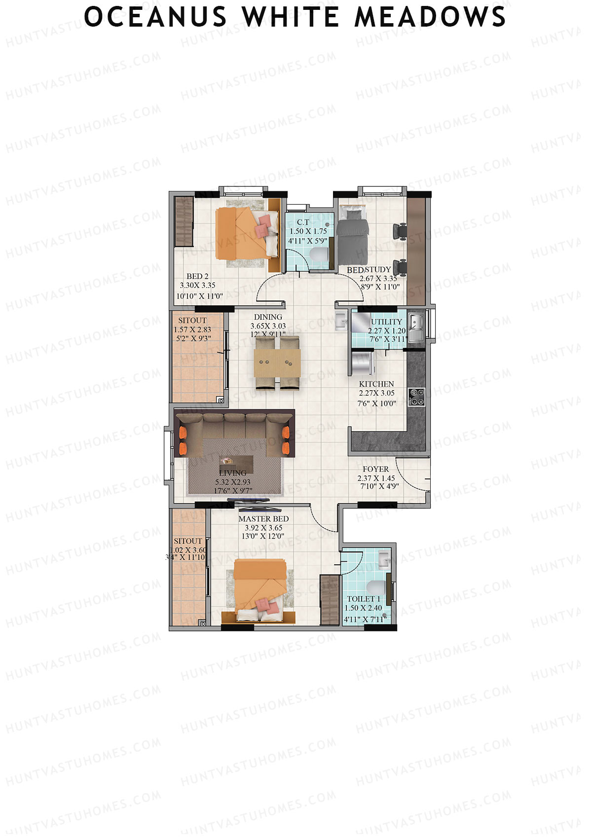 Oceanus White Meadows Block A Unit 2 Floor Plan