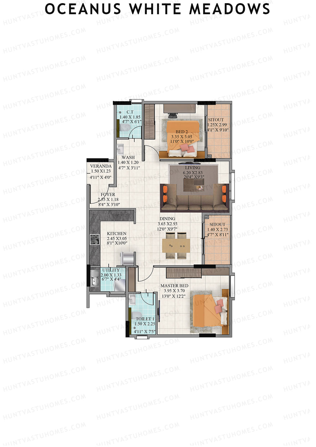 Oceanus White Meadows Block A Unit 4 Floor Plan