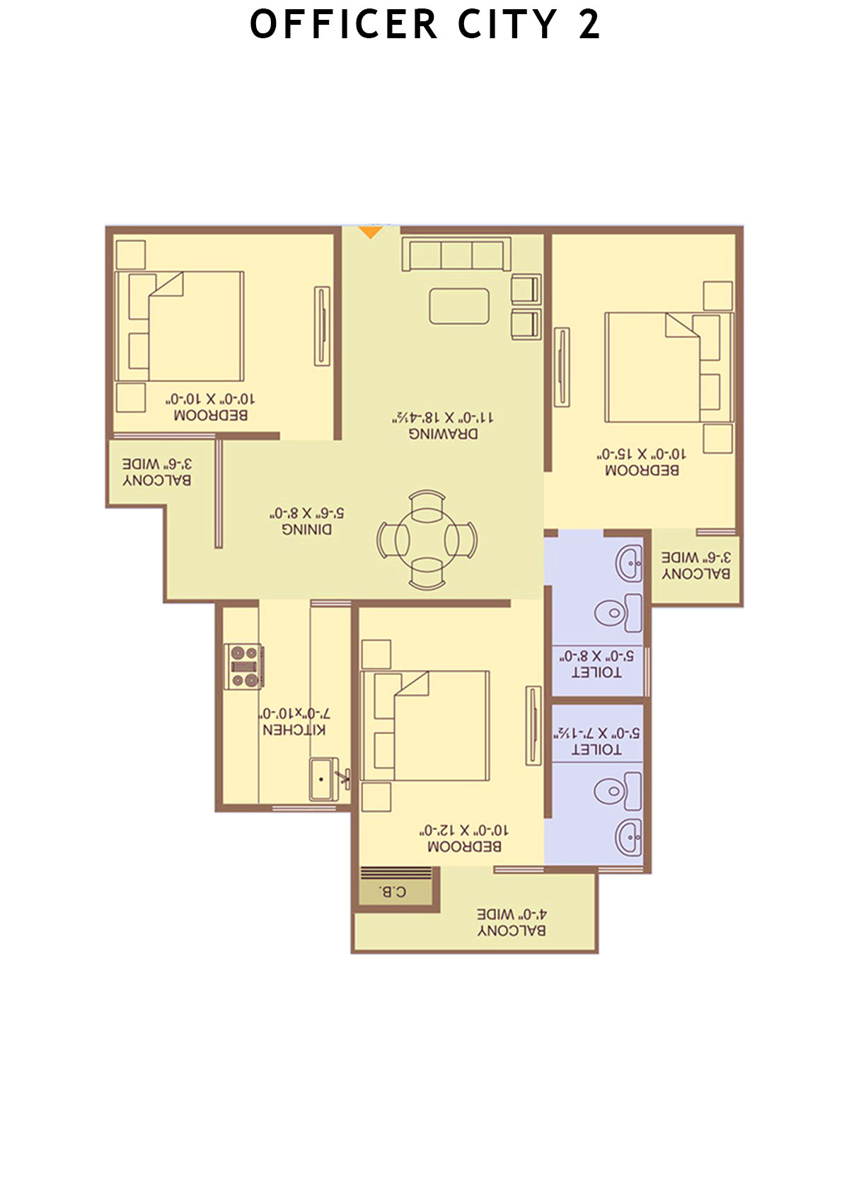 Officer City 2 Block A Unit 3 Floor Plan