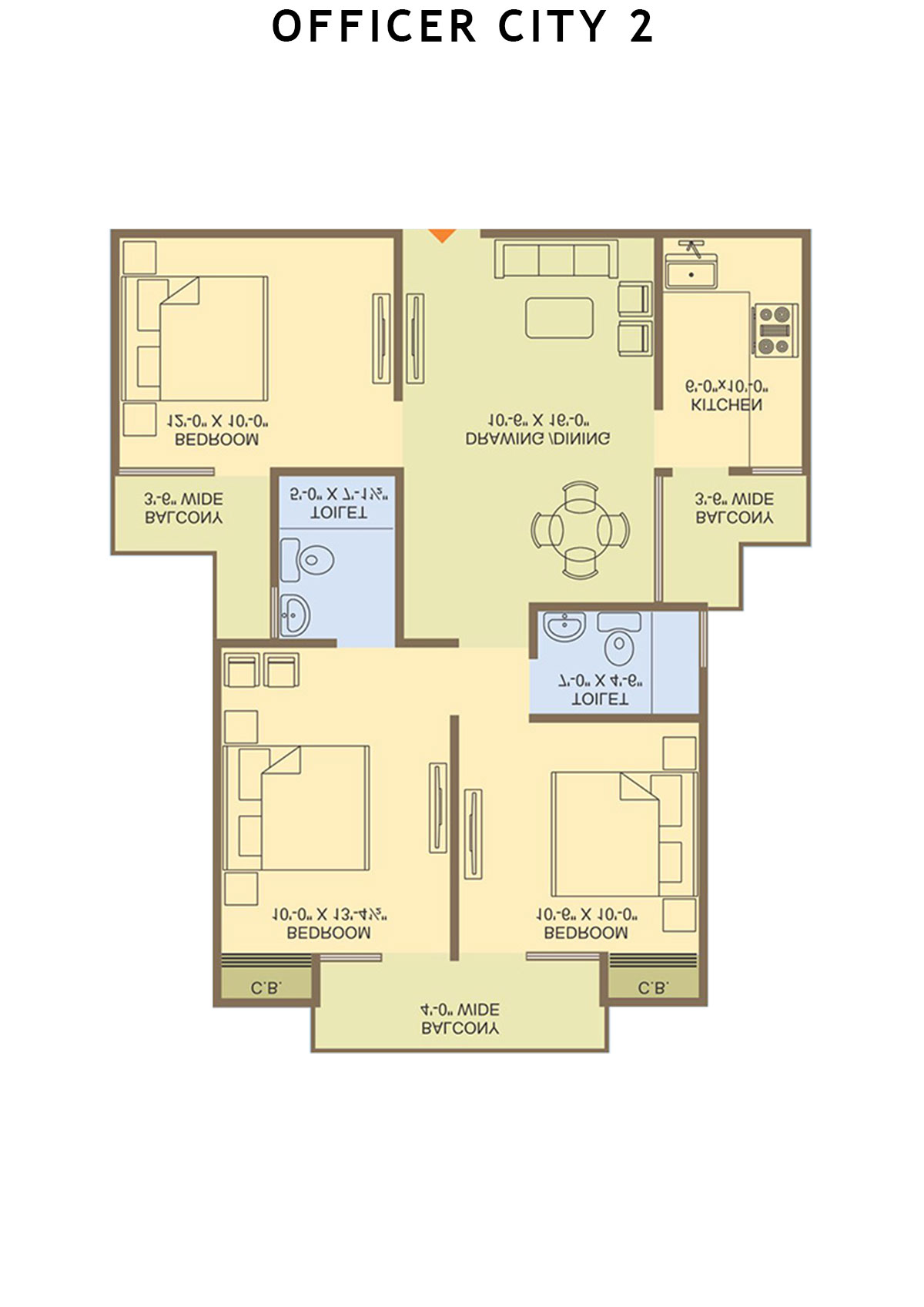 Officer City 2 Block B Unit 3 Floor Plan