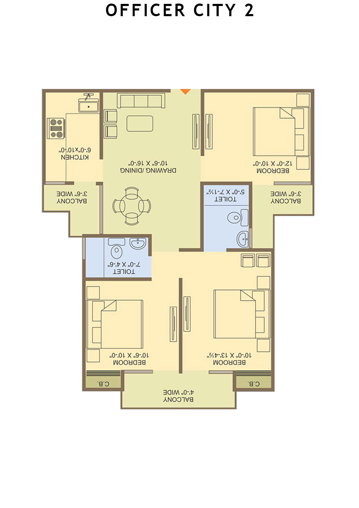 Officer City 2 Block B Unit 4 Floor Plan