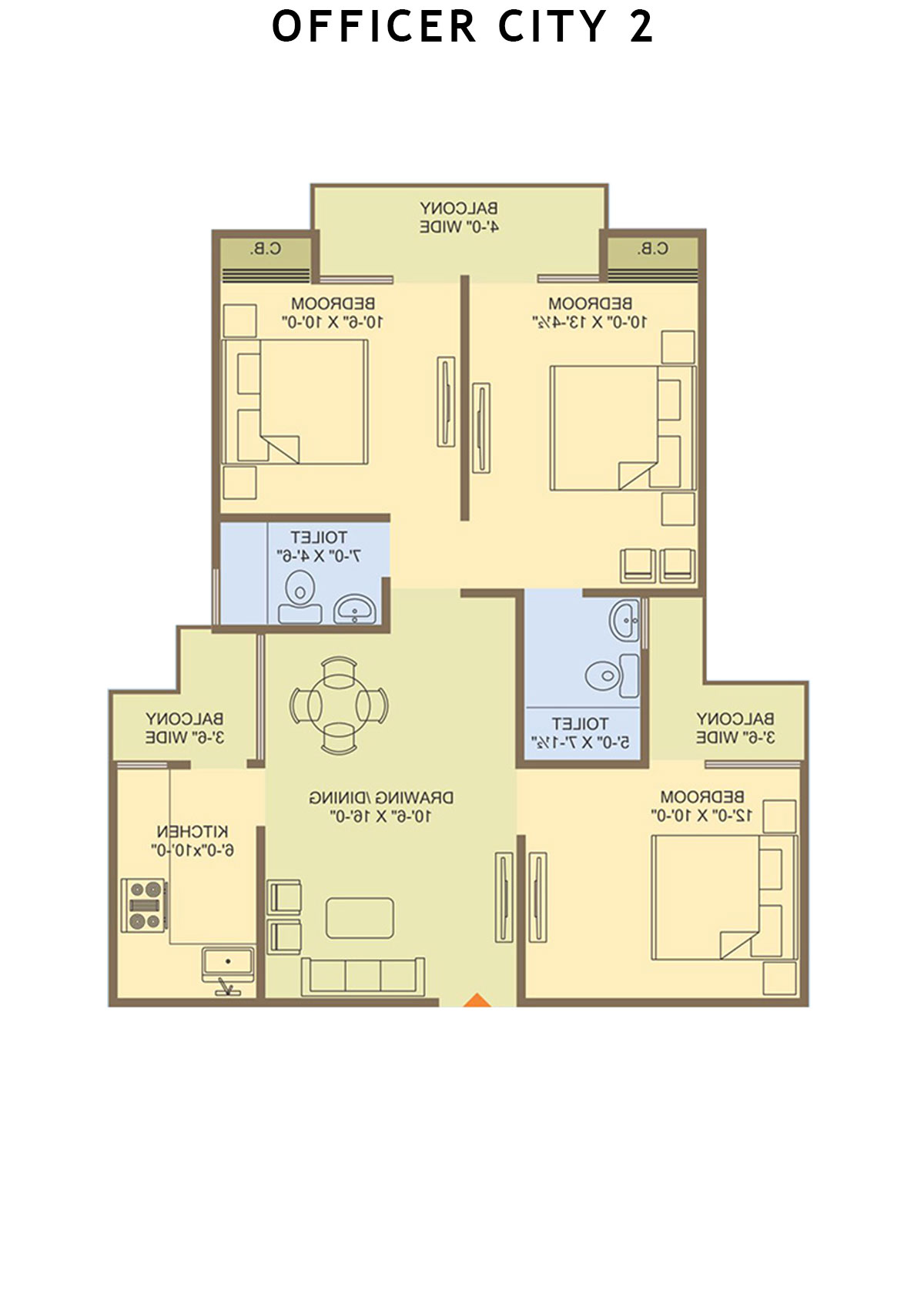 Officer City 2 Block B Unit 5 Floor Plan