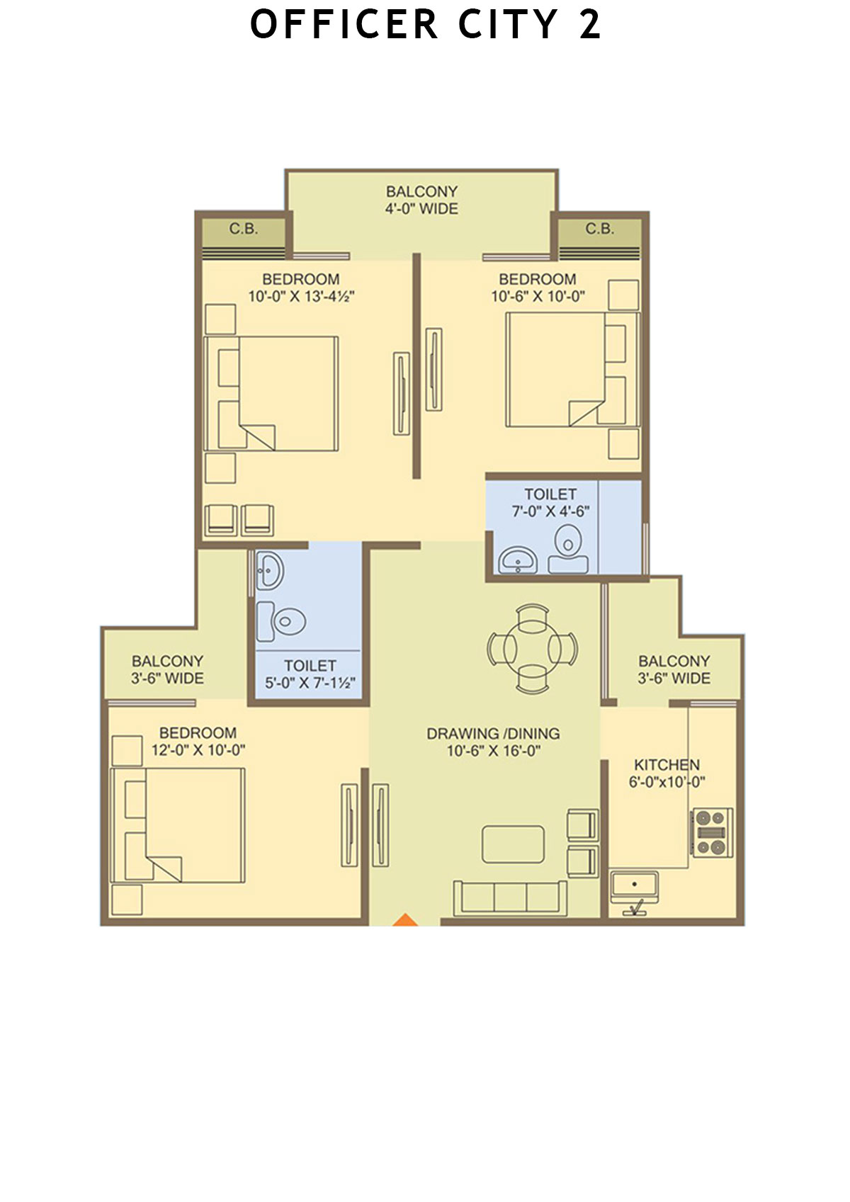 Officer City 2 Block B Unit 6 Floor Plan