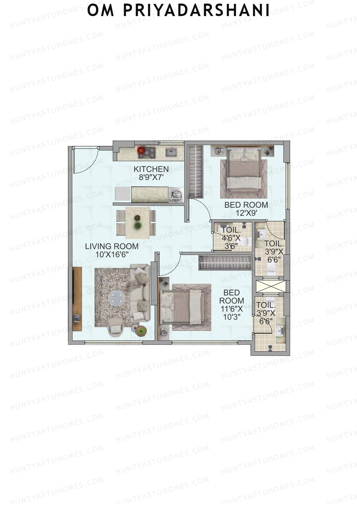 Om Priyadarshani Tower A Unit 6 Floor Plan