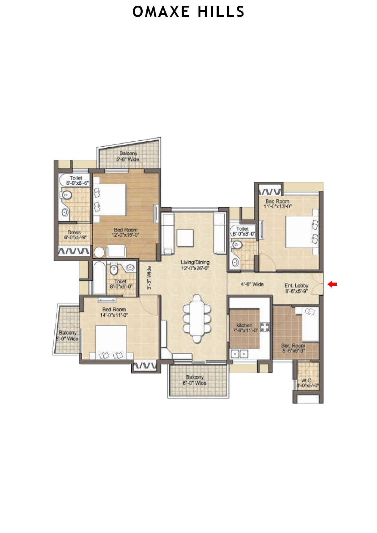 Omaxe Hills Tower 4 Unit 3 Floor Plan