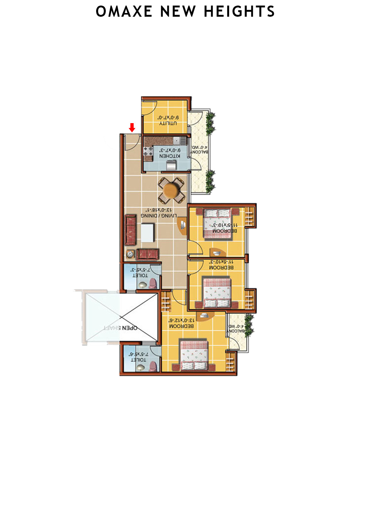 Omaxe New Heights  Bloomberg Unit 1 Floor Plan