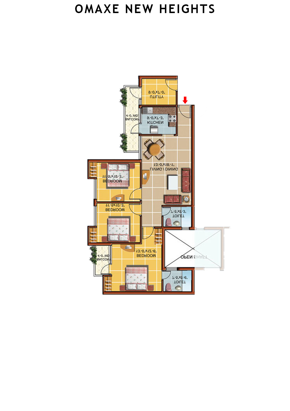 Omaxe New Heights  Bloomberg Unit 2 Floor Plan