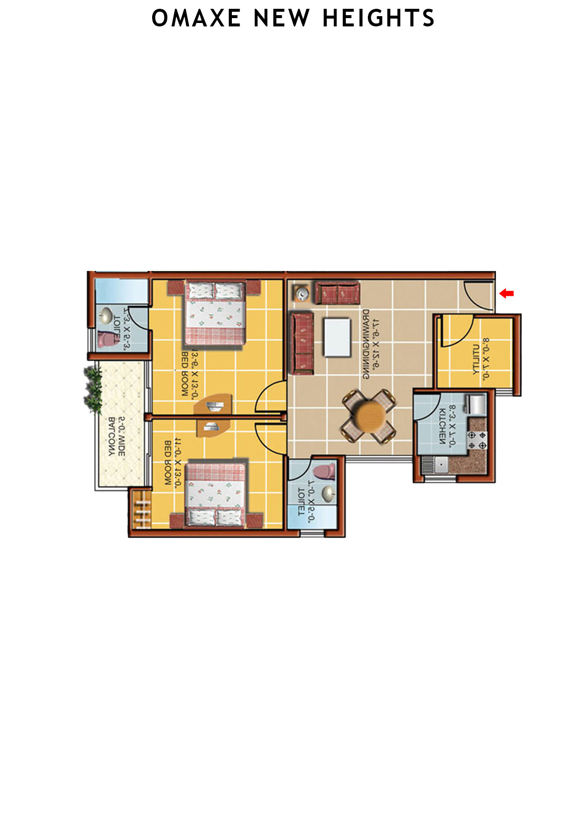 Omaxe New Heights  Bloomberg Unit 3 Floor Plan